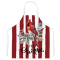 Kerstmis keukenschort met rode kardinaal vogel patroon en decoratieve rode strepen - Stijl F