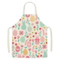 Easter themed kitchen apron with cute bunny and egg print, comfortable linen fabric for cooking. - One Size / Easter-11