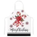 Christmas candy cane pattern kitchen apron white sleeveless cooking bib anti-stain holiday gift - Style F