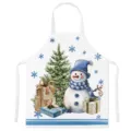 Christmas Watercolor Snowman Apron Festive Kitchen Cooking Anti-Stain Baking Tabard - Kids One Size / Style D