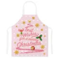 Pink Christmas polka dot kitchen apron with holiday wishes, festive cooking baking gift item - Style G