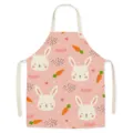 Easter pink cute bunny carrot print linen-blend kitchen apron anti-fouling cook chef bib - Easter-4