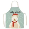 Christmas linen apron festive cute bear print holiday kitchen cooking bib adult children cover up - Snowman