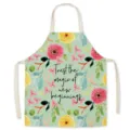 Floral pattern linen kitchen apron with inspiring quote, comfortable cooking bib for home. - Fresh Flower