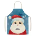 Cute cartoon Christmas Santa kitchen apron, oil-proof linen-like fabric, holiday home cooking tool. - MisD006