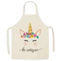 Bonito delantal de cocina con diseño de unicornio y corona de flores para el hogar. - Talla Única / Unicornio 04