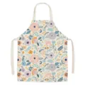 Nordic floral kitchen apron for cooking baking, stylish cotton linen fabric housework bib. - One Size / Flower-2