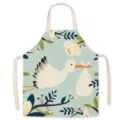 Leinen Küchenschürze mit Storch Motiv, niedlicher Blumen Print ärmellose Kochschürze. - Einheitsgröße / Möwe