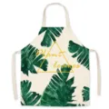 Ins style botanical green leaf linen apron for kitchen cooking, housework and baking chores. - Large Banana Leaf
