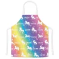 Rainbow unicorn kitchen apron with cute star pattern, sleeveless bib for cooking and baking. - Kids One Size / Letter B