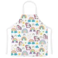 Cute Unicorn Cartoon Kitchen Apron Rainbow Pattern Cooking Baking Chef Bib Washable - Kids One Size / Letter D