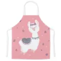 Cute cartoon alpaca printed kitchen apron for cooking, pink anti-stain sleeveless bib. - Kids One Size / Style B
