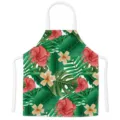 Tropical green leaf pattern kitchen apron, stylish floral cooking bib with adjustable neck strap. - Kids One Size / Letter C