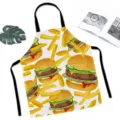 Kochschürze mit süßem Burger und Pommes Print, verstellbarer Nackengurt zum Kochen Backen. - Kinder Einheitsgröße / Burger & Pommes (W337601)