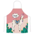 Cute cartoon llama print kitchen apron, pink floral cactus design for cooking and baking. - Kids One Size / Style D