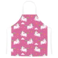 Pink cartoon unicorn kitchen apron with white straps, cute and anti-stain for home cooking. - Kids One Size / Letter A