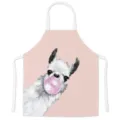 Leuke cartoon lama print keukenschort met roze achtergrond, comfortabel mouwloos kookslab. - Stijl E