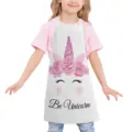 Kindersüße Einhorn Muster Küchenschürze zum Kochen Backen Malen, bequeme Baumwolle Material. - Kinder Einheitsgröße / Stil B