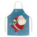 Blue Christmas Santa Claus apron, festive cartoon ice skating kitchen cooking housework wear. - MisD008