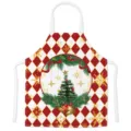 Christmas Tree Apron Red Diamond Snowflake Festive Kitchen Cooking Baking Party Gift - One Size / Red Christmas Tree