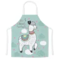 Schattig tekening lama geprint keukenschort in mintgroen, stijlvolle kookslab voor thuis. - Stijl G