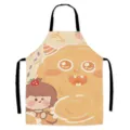 Cute cartoon print waterproof kitchen apron, oil-proof linen-like fabric hanging neck adult bib. - Dinosaur 109