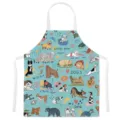 Cute Dog Pattern Details on Blue Fabric Sleeveless Kitchen Cooking Apron Bibs - Style D