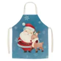 Cute cartoon Christmas Santa reindeer kitchen apron, oil-proof linen-like adult cooking bib. - MisD010
