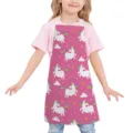 Kids pink unicorn apron cute cartoon cooking baking bib sleeveless kitchen anti-stain cloth - Kids One Size / Style F
