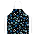 Detailed view of the cute pet themed apron featuring blue paw prints and bone patterns. - Style G