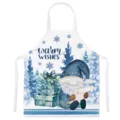 Christmas kitchen apron with cute gnome and tree print, waterproof cotton fabric cooking bib. - Style I