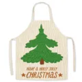 Christmas tree printed linen blend apron festive holiday kitchen cooking bib apron for adults - One Size / Christmas Tree
