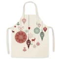 Christmas linen apron festive red green baubles hanging ornament kitchen cooking bib variant - One Size / Charm