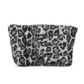 Fashion leopard print padded nylon tote bag, quilted puffy shoulder bag for women. - White Leopard