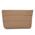 Minimalist quilted clutch bag for women, solid color padded cosmetic pouch for daily commute. - Khaki