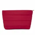 Red Quilted Pouch Makeup Bag Simple Solid Color Zipper Clutch Commuter Fashion Daily Use - Red