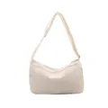 Off-white corduroy casual shoulder bag and stylish crossbody bag with adjustable strap. - White