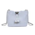 Light blue drawstring bucket bag women chic single shoulder crossbody bag with metal chain strap - Sky Blue