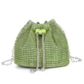 Gorgeous green rhinestone bucket bag, stylish chain shoulder crossbody bag for women. - Green