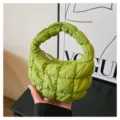 Green pleated puffer handbag stylish mini cloud bag trendy underarm bag for women daily use - Grass Green