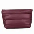 Quilted puffer clutch bag for women soft cotton padded makeup pouch minimalist cosmetic bag - Red