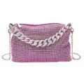 Pink Rhinestone Evening Bag Sparkling Crystal Crossbody Shoulder Bag with Chain Strap - Pink