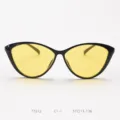 Vintage cat-eye sunglasses for women, oversized black frame with yellow lenses for trendy style. - Glossy Black with Night Vision Yellow C1-1