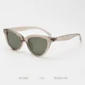 Detail view of TR90 polarized cat-eye sunglasses, trendy grey frame, exquisite temple design. - Khaki with G15 Lenses C10