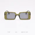 Detailed view of the retro green square TR sunglasses, showcasing the frame and lens craftsmanship. - Olive Green Grey