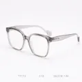 Clear grey optical glasses frame detail, large square frame design, modern eyewear show. - Transparent Grey C16