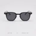Detailed view of stylish black frame polarized sunglasses with precise size specs for daily wear. - Glossy Black Grey Lens