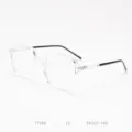 Clear oversized square optical glasses frames with sleek black temples for daily wear. - Transparent White C2