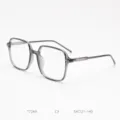 Large square frame glasses, trendy transparent grey optical frame for daily wear. - Transparent Grey C3