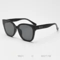 Stylish black large frame sunglasses with TR90 frame and nylon lenses for women daily wear. - Glossy Black C1